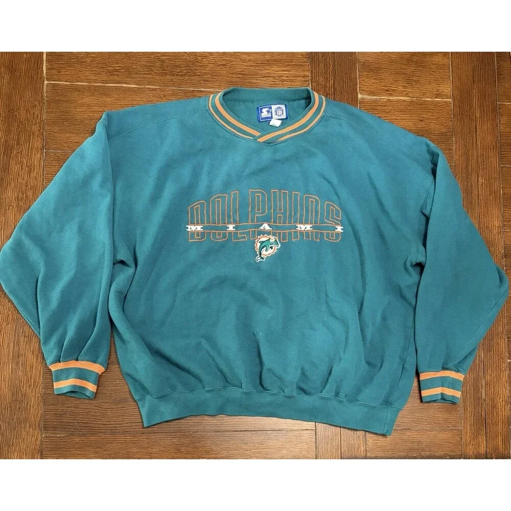 Vintage Miami Dolphins Men’s Size 2XL Starter Green Crewneck Sweater